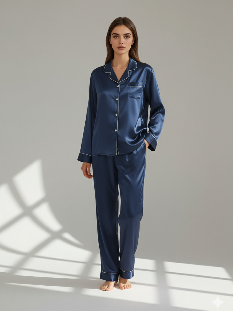 Pajama Set for Women – Soft, Breathable, Luxury Sleepwear with Long Sleeves & Pants - Silken & Dreams
