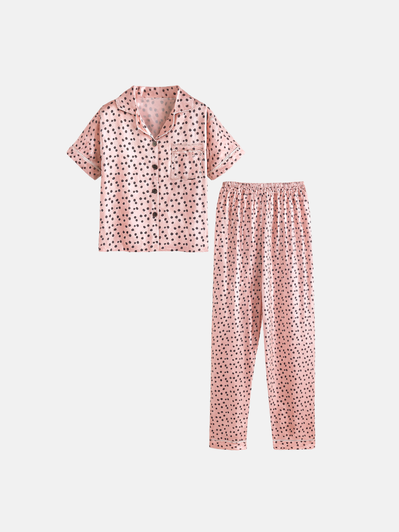 Satin Pajama Set – Lightweight Summer Short Sleeve