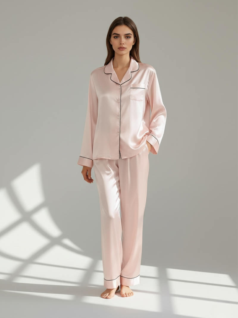 Pajama Set for Women – Soft, Breathable, Luxury Sleepwear with Long Sleeves & Pants - Silken & Dreams
