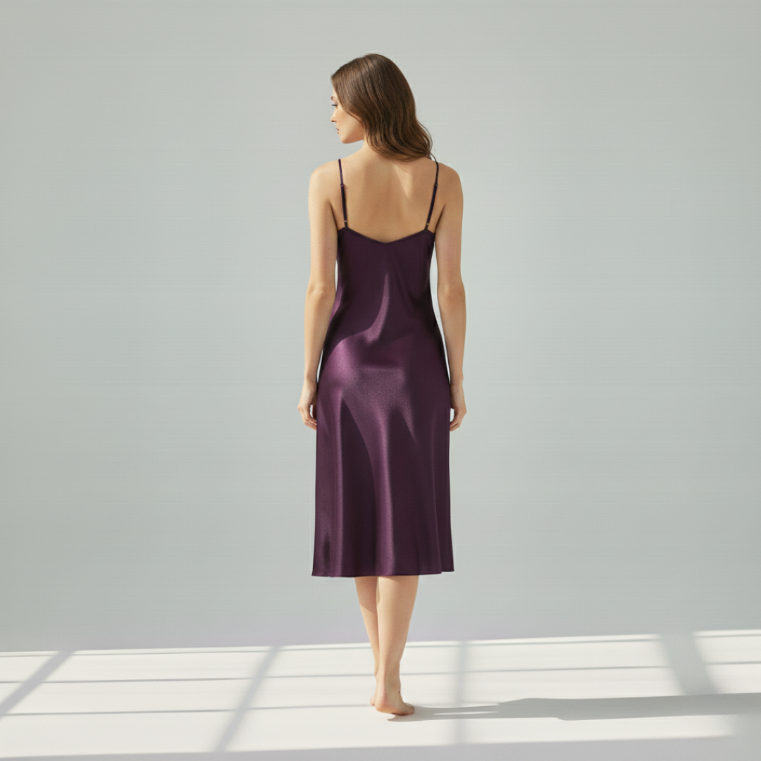 Elegant Mulberry Silk Lace Slip Dress – Lightweight Nightdress & Loungewear for Women