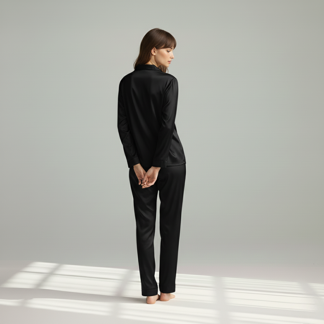 Couple Pajamas – Men's Long Sleeve and Women's Home Wear Set in Ice Silk for Spring and Autumn