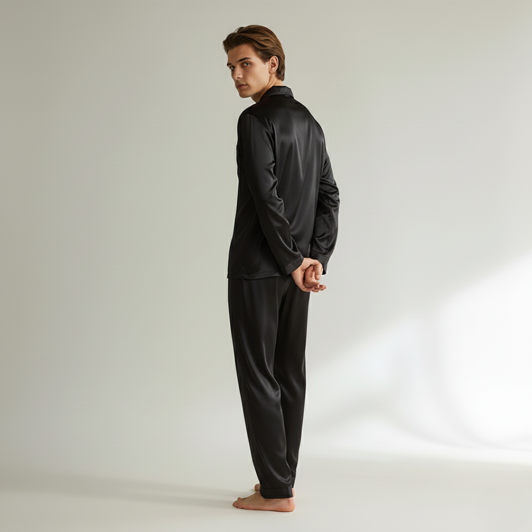 Couple Pajamas – Men's Long Sleeve and Women's Home Wear Set in Ice Silk for Spring and Autumn