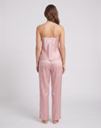Women's 100% Mulberry Silk Pajama Set – V-Neck Halter Top with Wide-Leg Pants