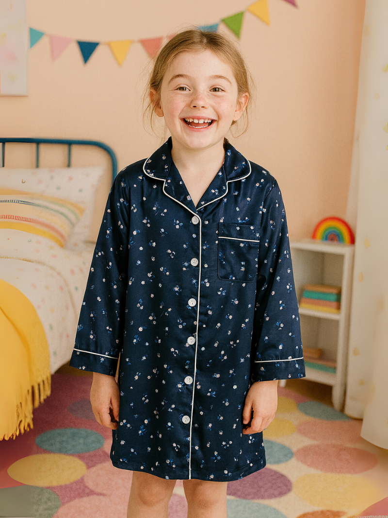 Kids Satin Bathrobe – Lightweight Silk-Feel Sleepwear & Kimono Style Pajamas