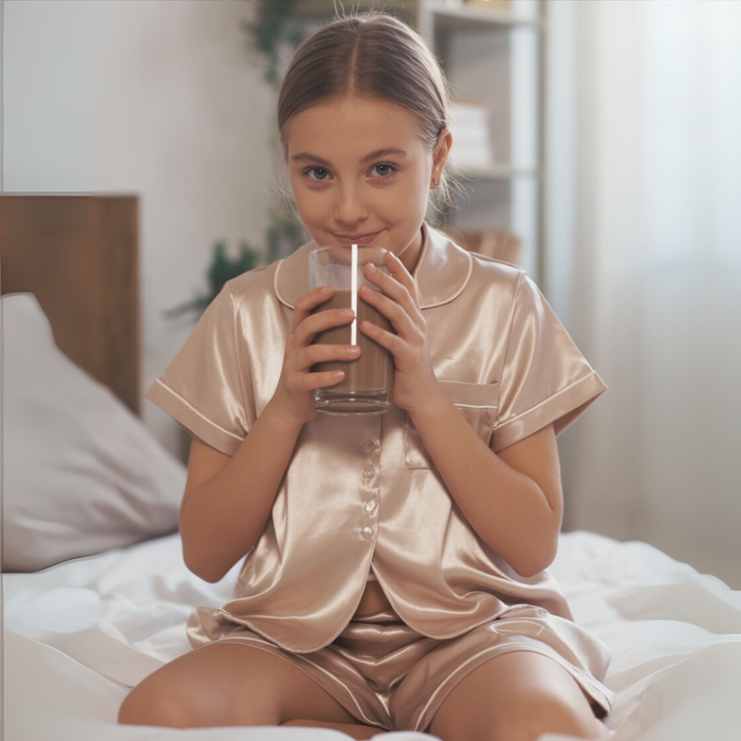 Kids’ Satin Pajama Set – Short Sleeve Summer Sleepwear with Silky Soft Comfort