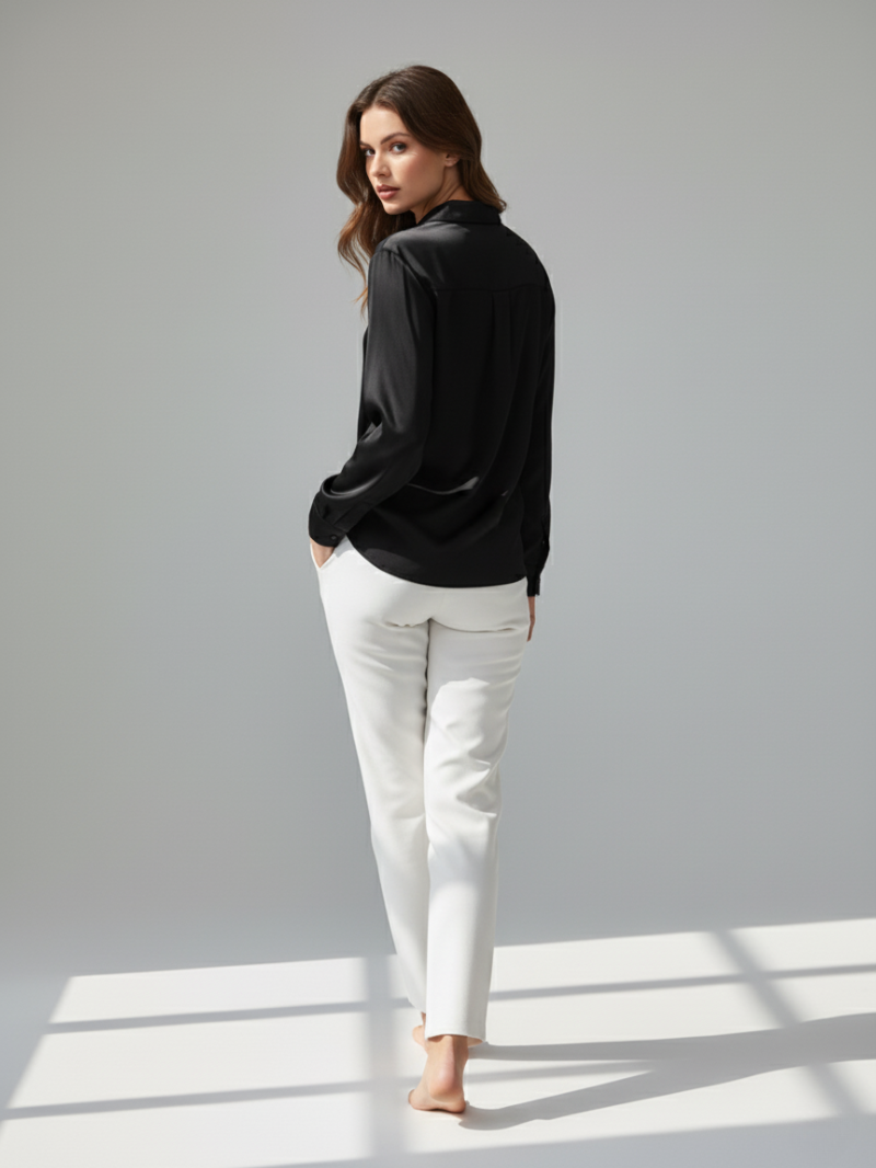 Satin Blouse for Women – Wrinkle-Free, Button-Up Long Sleeve Shirt for Casual to Semi-Formal Wear