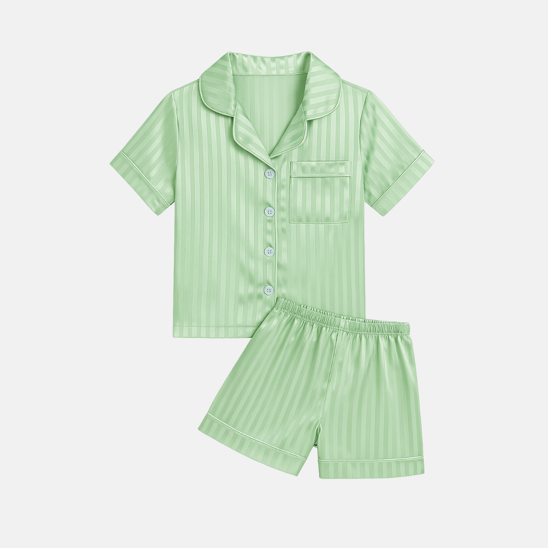 Girl Kids’ Satin Pajama Set – Short Sleeve Sleepwear with Silky Soft Comfort