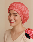Double-Sided Silk Sleeping Cap for Women – Elastic Hair Care and Shower Cap with Button