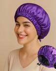Double-Sided Silk Sleeping Cap for Women – Elastic Hair Care and Shower Cap with Button