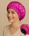 Double-Sided Silk Sleeping Cap for Women – Elastic Hair Care and Shower Cap with Button