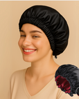 Double-Sided Silk Sleeping Cap for Women – Elastic Hair Care and Shower Cap with Button