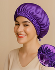 Double-Sided Silk Sleeping Cap for Women – Elastic Hair Care and Shower Cap with Button