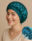 Double-Sided Silk Sleeping Cap for Women – Elastic Hair Care and Shower Cap with Button
