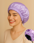 Double-Sided Silk Sleeping Cap for Women – Elastic Hair Care and Shower Cap with Button