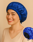 Double-Sided Silk Sleeping Cap for Women – Elastic Hair Care and Shower Cap with Button