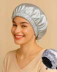 Double-Sided Silk Sleeping Cap for Women – Elastic Hair Care and Shower Cap with Button