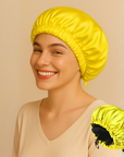 Double-Sided Silk Sleeping Cap for Women – Elastic Hair Care and Shower Cap with Button