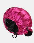 Double-Sided Silk Sleeping Cap for Women – Elastic Hair Care and Shower Cap with Button