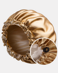 Double-Sided Silk Sleeping Cap for Women – Elastic Hair Care and Shower Cap with Button