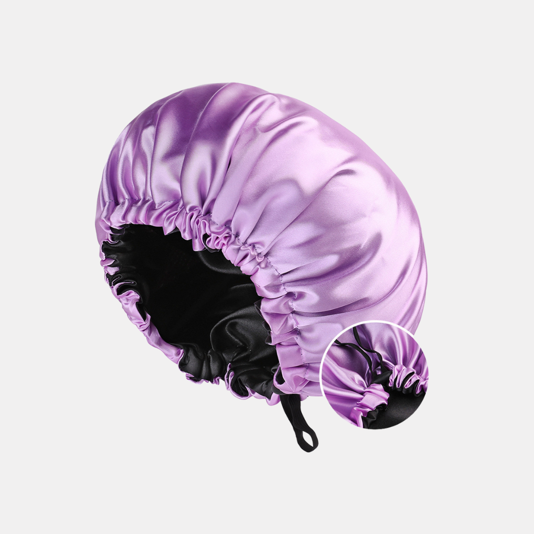 Double-Sided Silk Sleeping Cap for Women – Elastic Hair Care and Shower Cap with Button