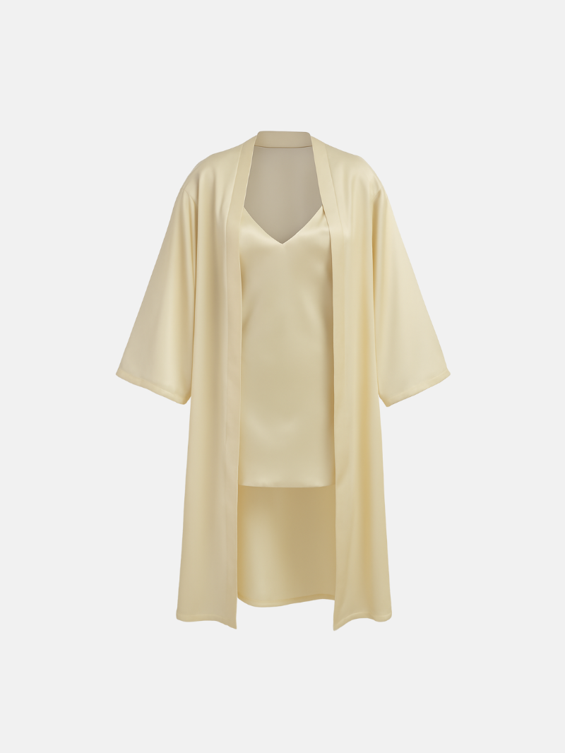 Luxury Mulberry Silk Nightgown and Robe Set – Soft, Elegant 2-Piece Sleepwear for Women