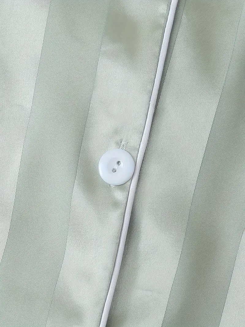 2 Sets Women's Striped Silk Casual Pajama Set Short Sleeve Top & Shorts