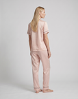 100% Mulberry Silk Pajama Set – Short Sleeve Button Top & Long Pants