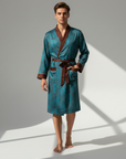 Men’s Silk-Like Robe – Luxurious Paisley Pattern Sleepwear