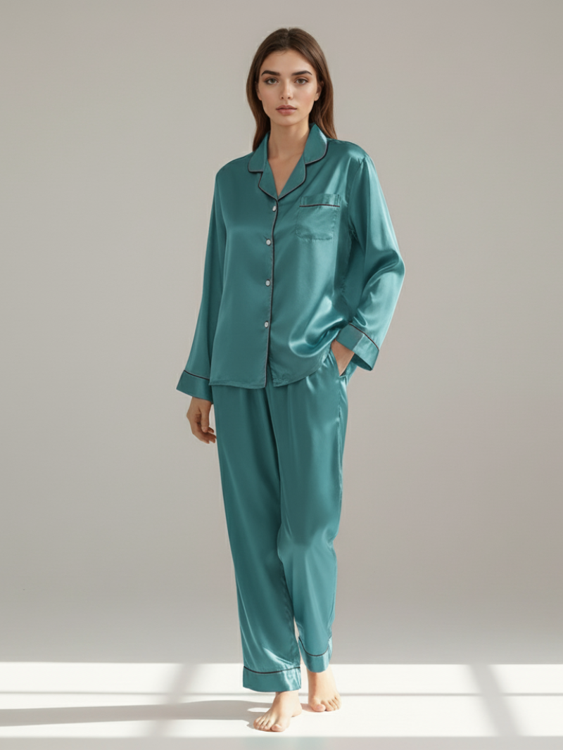 Pajama Set for Women – Soft, Breathable, Luxury Sleepwear with Long Sleeves & Pants - Silken & Dreams