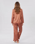 Soft Satin Pajamas Set for Women – 2-Piece Long Sleeve Sleepwear & Elegant Button Loungewear
