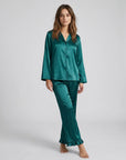 Soft Satin Pajamas Set for Women – 2-Piece Long Sleeve Sleepwear & Elegant Button Loungewear