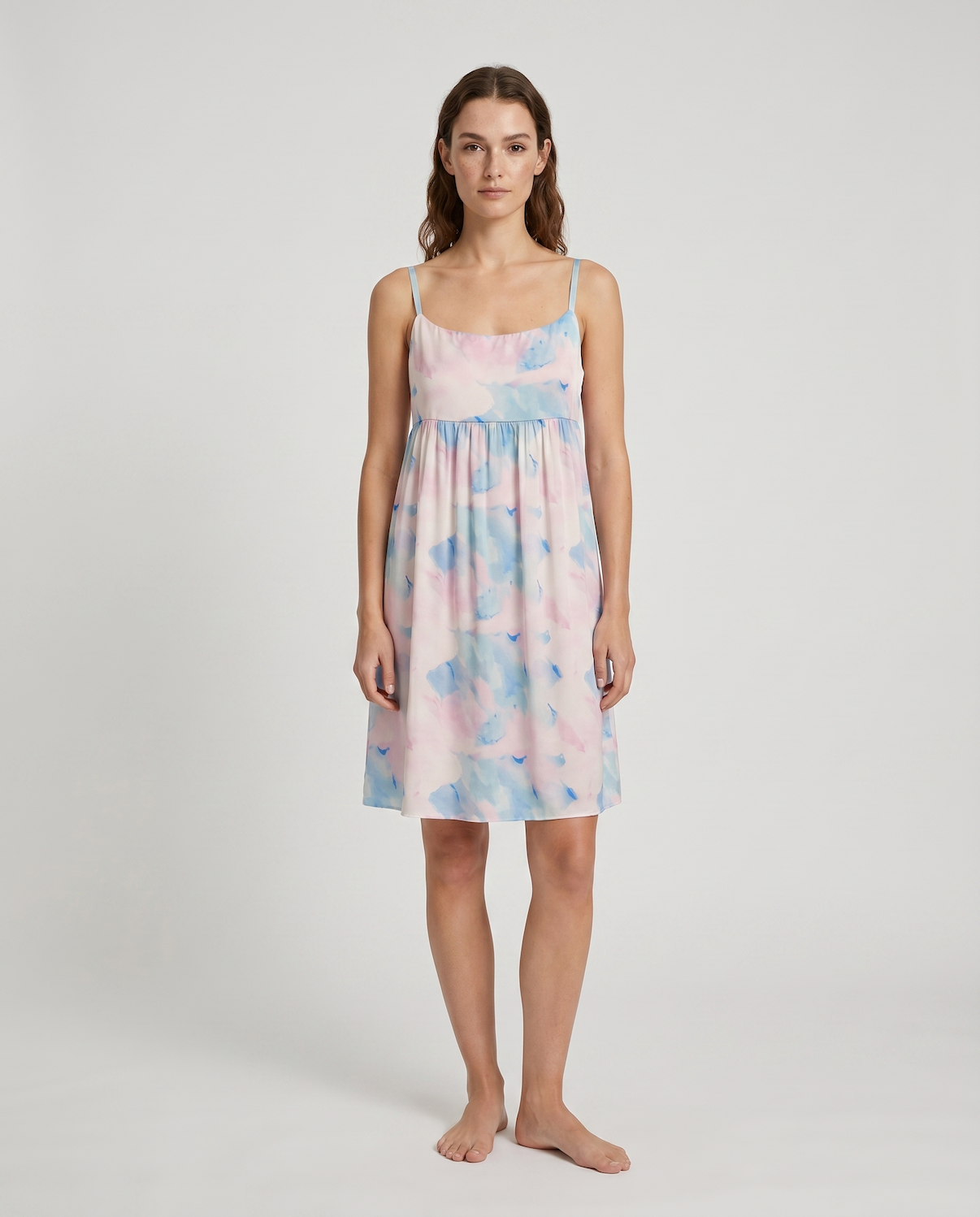 100% Mulberry Silk Watercolor Print Suspender Dress – Lightweight, Breathable &amp; Luxuriously Soft