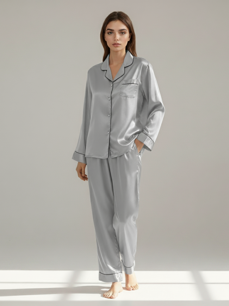Pajama Set for Women – Soft, Breathable, Luxury Sleepwear with Long Sleeves & Pants - Silken & Dreams