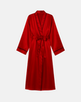 Silk Robe – Long Sleeve V-Neck Belted Silk Robe for Women