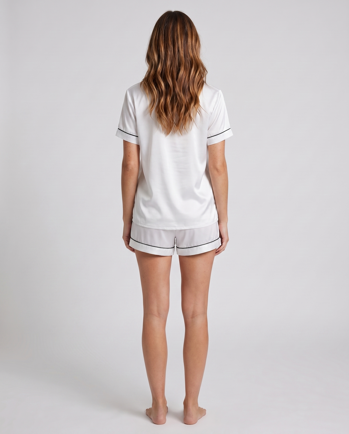 Ice Silk Satin Pajamas for Couples – Short-Sleeved Sleepwear for Women