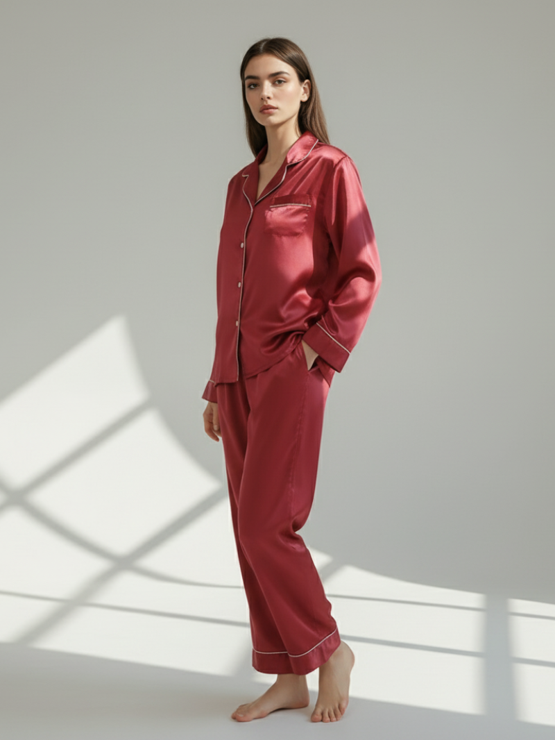 Pajama Set for Women – Soft, Breathable, Luxury Sleepwear with Long Sleeves & Pants - Silken & Dreams
