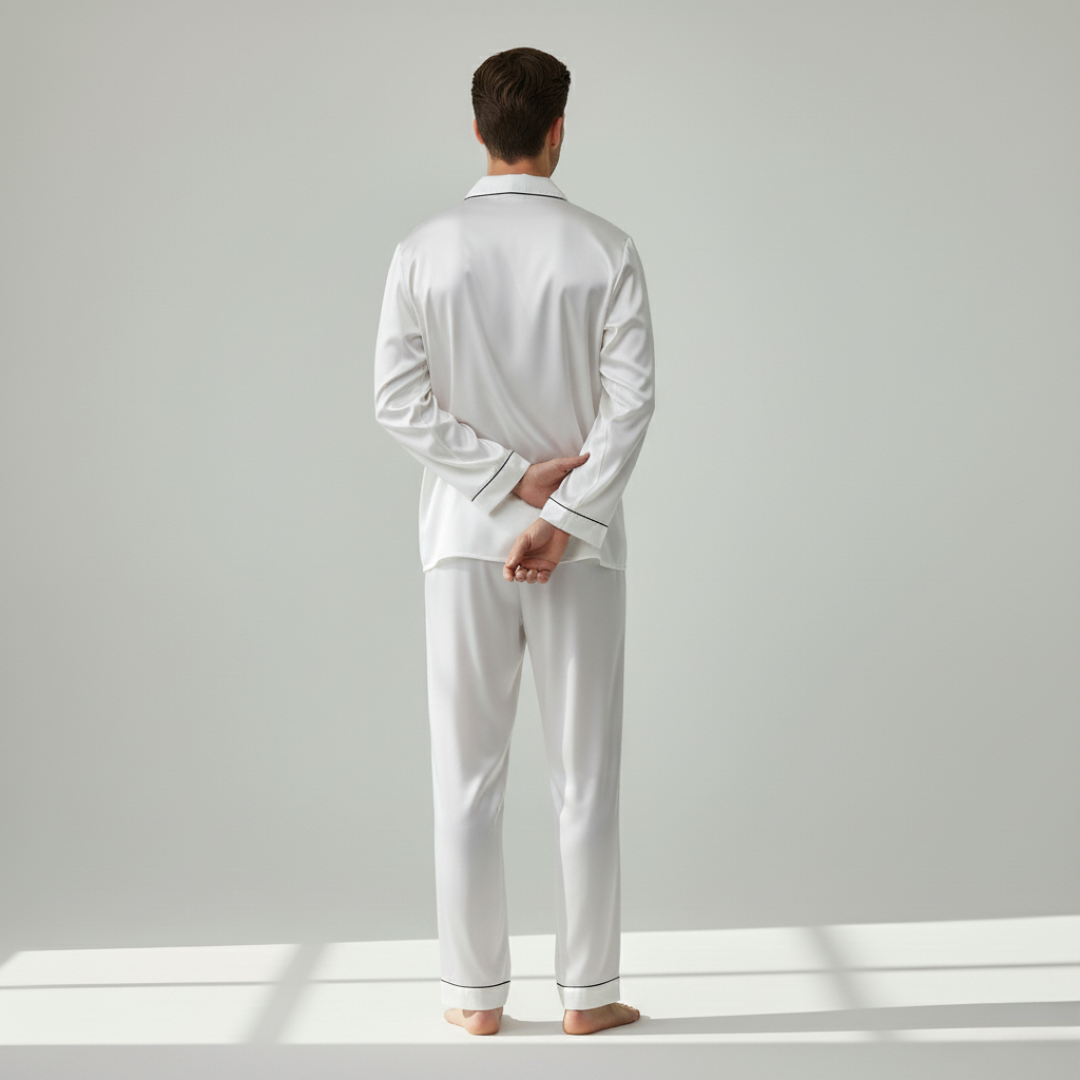 Men’s 100% Mulberry Silk Pajama Set – Luxury Sleepwear, Soft Silk & Elegant Comfort