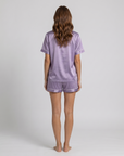 Ice Silk Satin Pajamas for Couples – Short-Sleeved Sleepwear for Women
