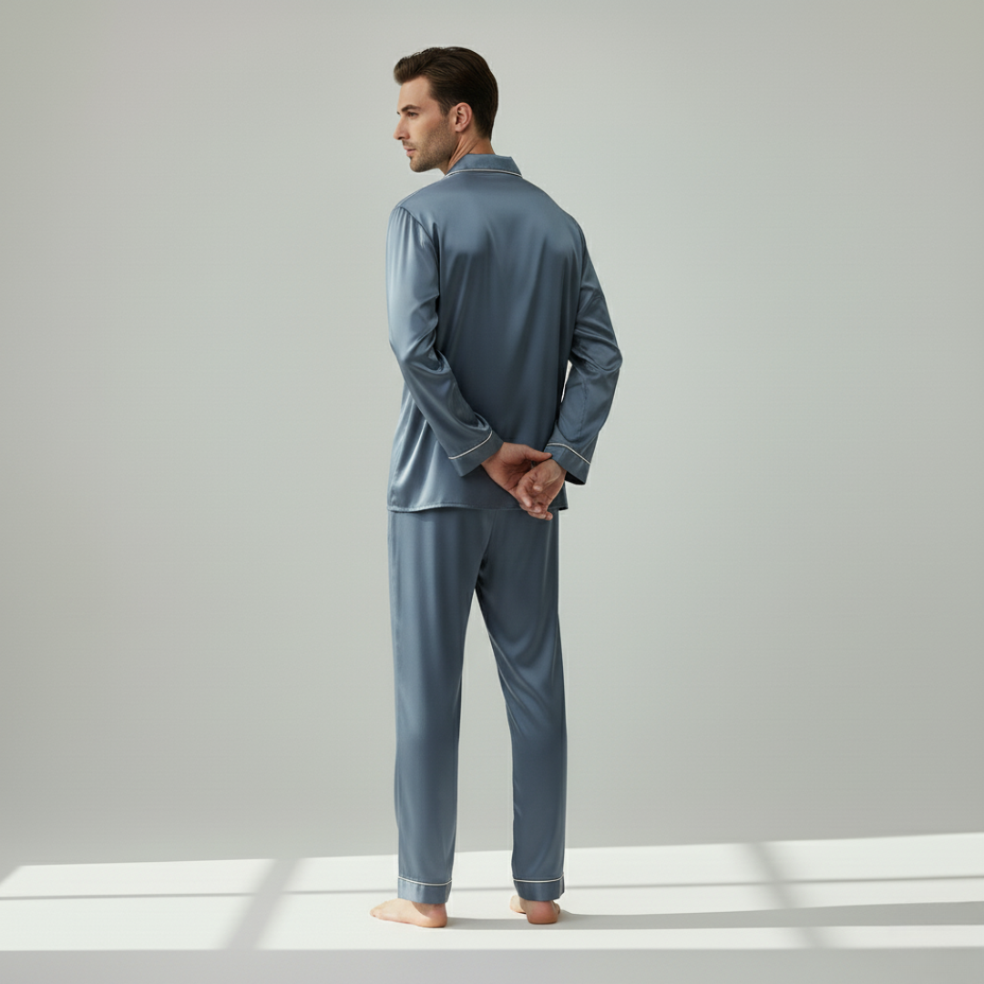 Men’s 100% Mulberry Silk Pajama Set – Luxury Sleepwear, Soft Silk & Elegant Comfort