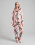 Leopard Print Satin Silk Pajama Set – Stylish, Soft Sleepwear for Women with Long Sleeve Top & Pants
