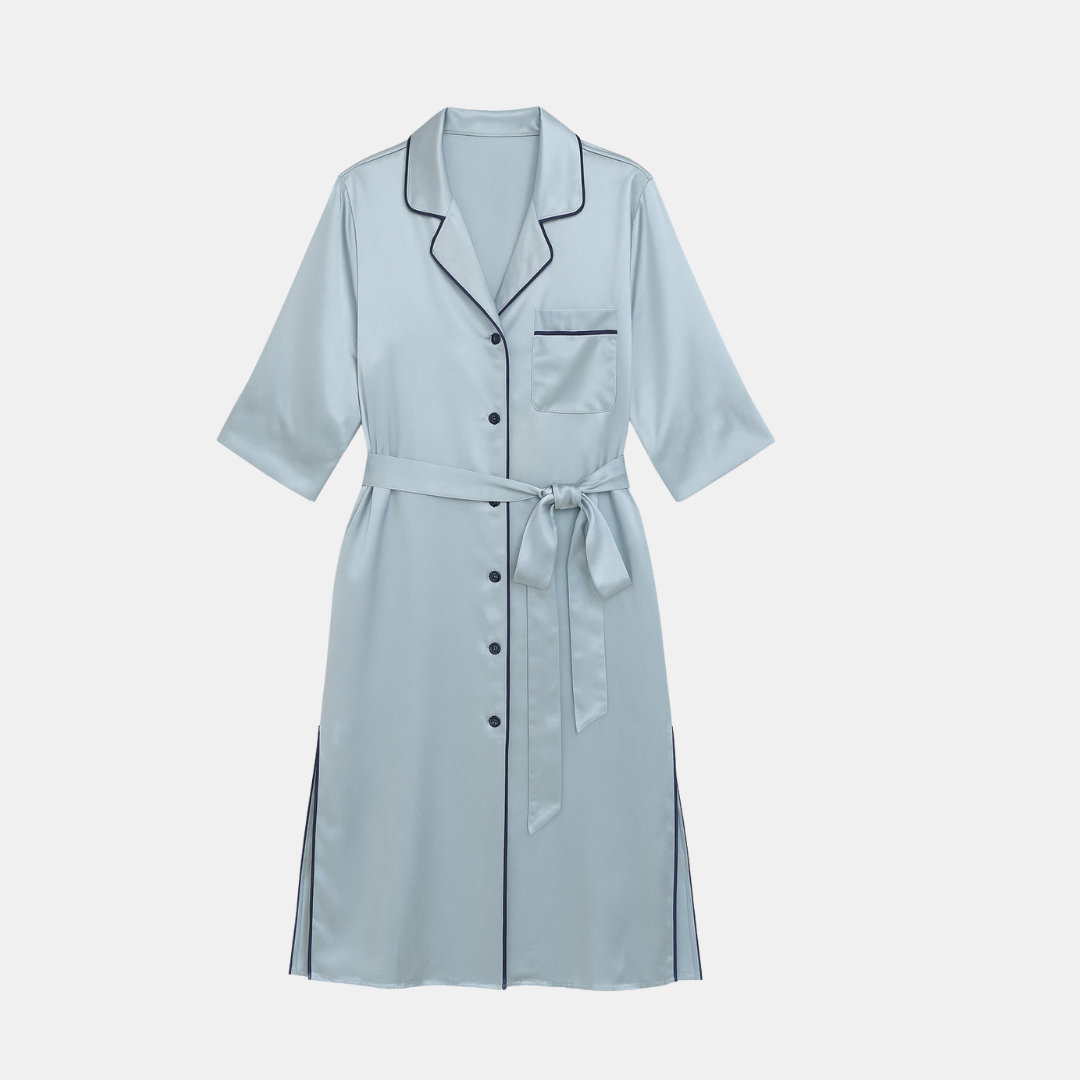 Retro Lace-Up Silk Pajama Skirt – Comfortable 100% Mulberry Silk Loungewear for Women