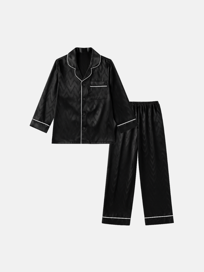 Boys Ice Silk Pajama Set – Breathable Long-Sleeve Sleepwear