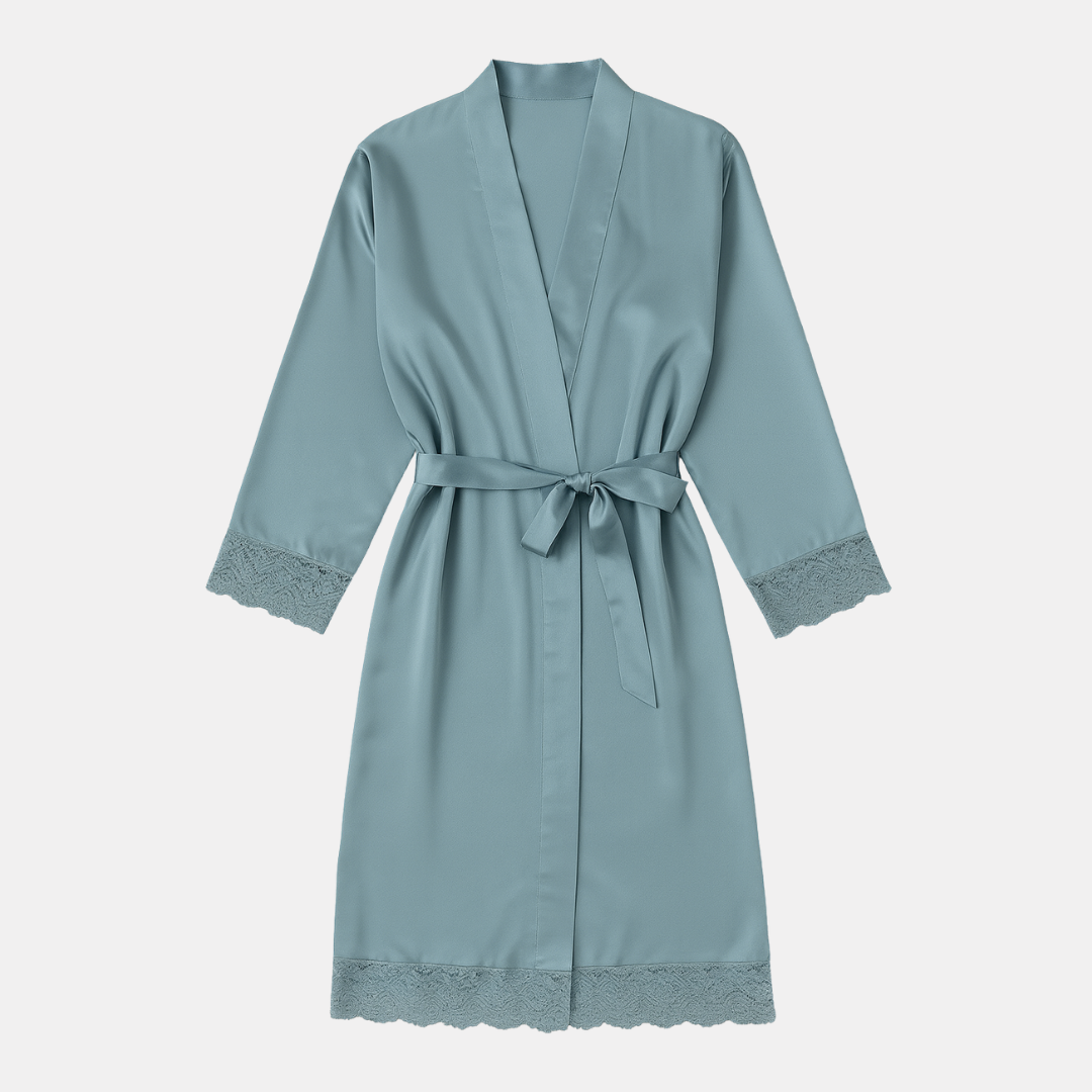 New Summer Thin Solid Color Stitching Lace Long Nightgown Robe – Luxury and Noble Home Clothes for Relaxation