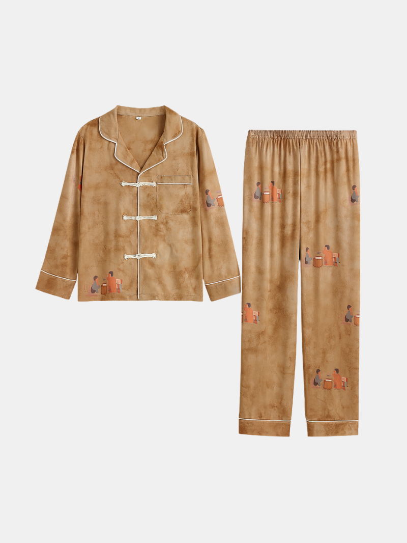 Girls’ Ice Silk Pajama Set – Long Sleeve Thin Homewear