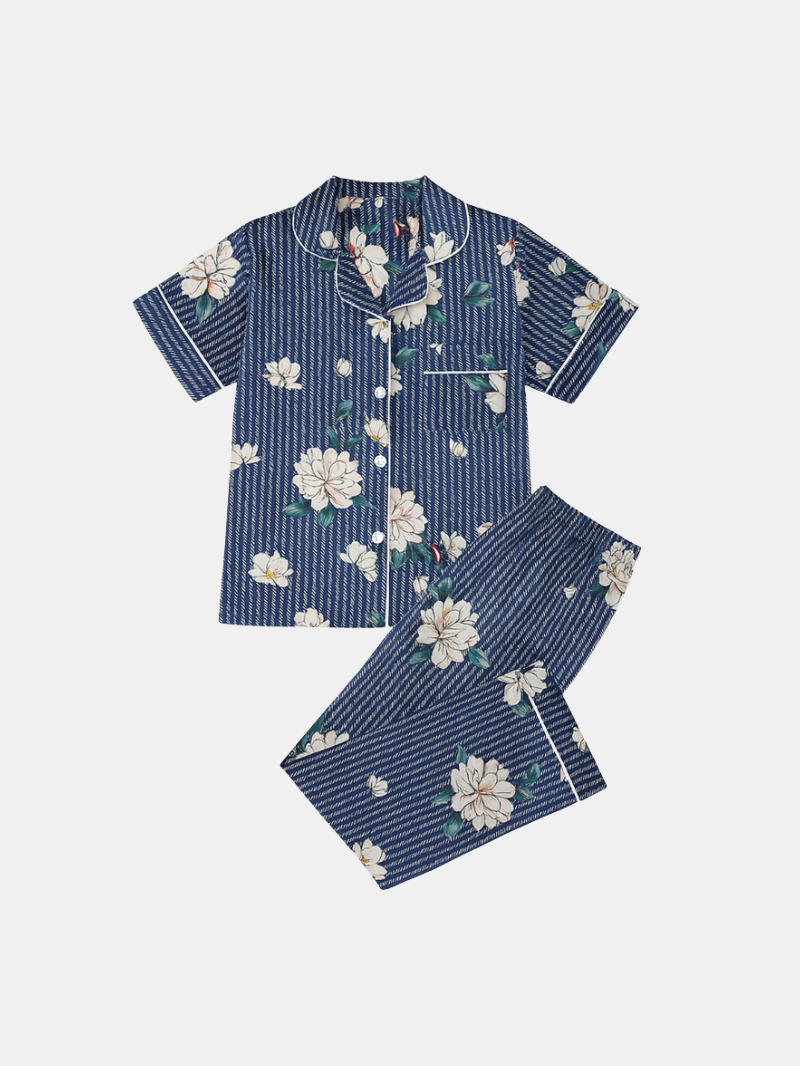 Kids’ Floral Satin Pajama Set – Elegant Sleepwear with Silky Soft Comfort