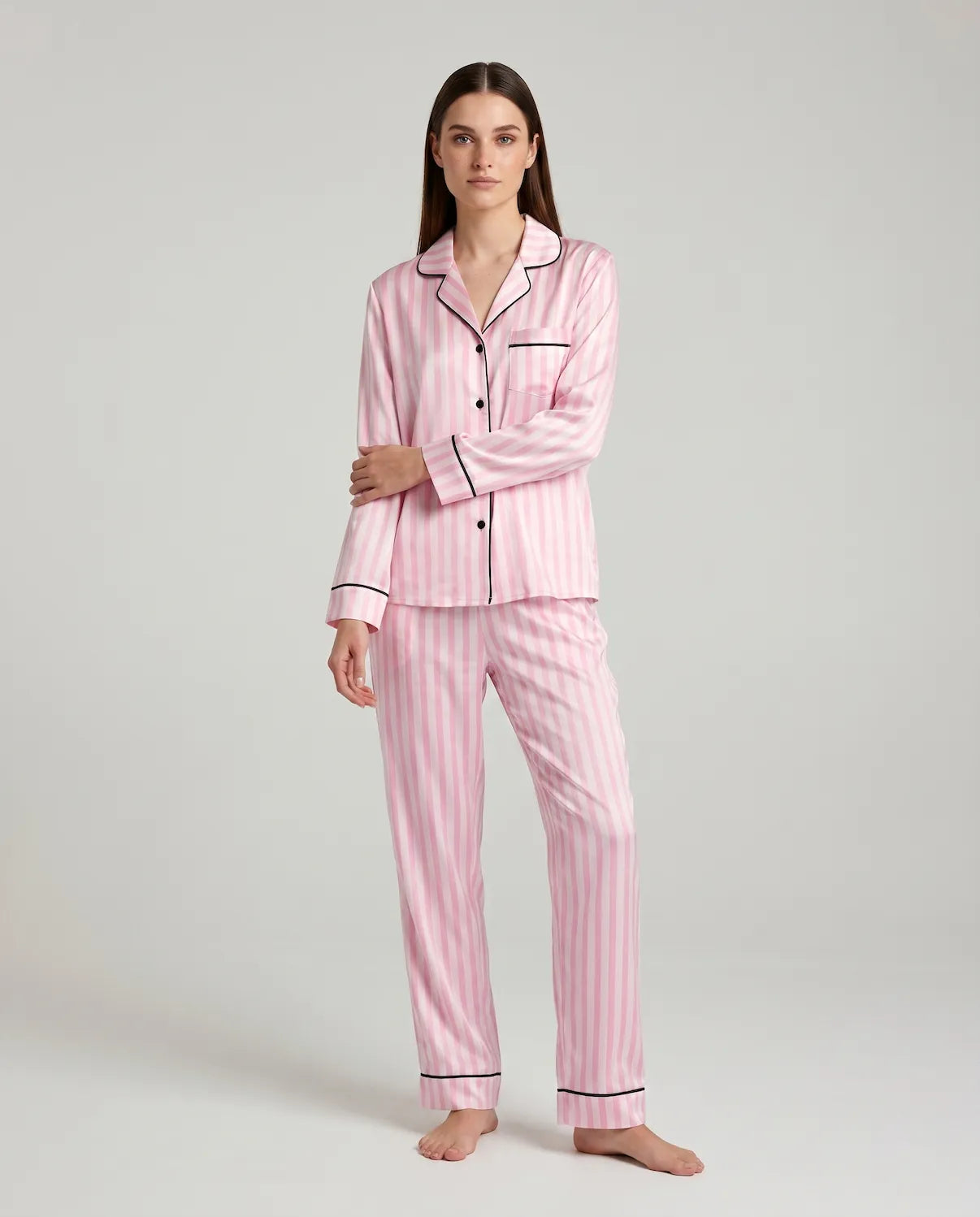 Women's Satin Silk Pajama Set – Soft, Lightweight Sleepwear with Long Sleeve Top & Pants - Silken & Dreams
