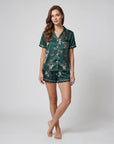 Elegant Butterfly Print 100% Silk Pajama Set – Luxury Women's Sleepwear