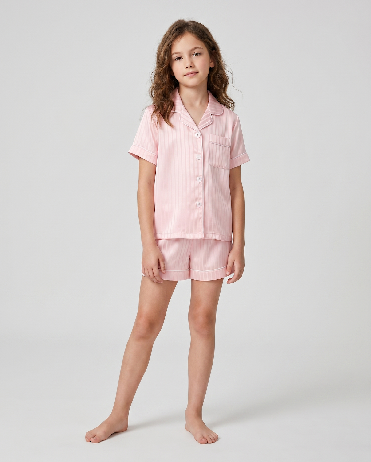 Girl Kids’ Satin Pajama Set – Short Sleeve Sleepwear with Silky Soft Comfort