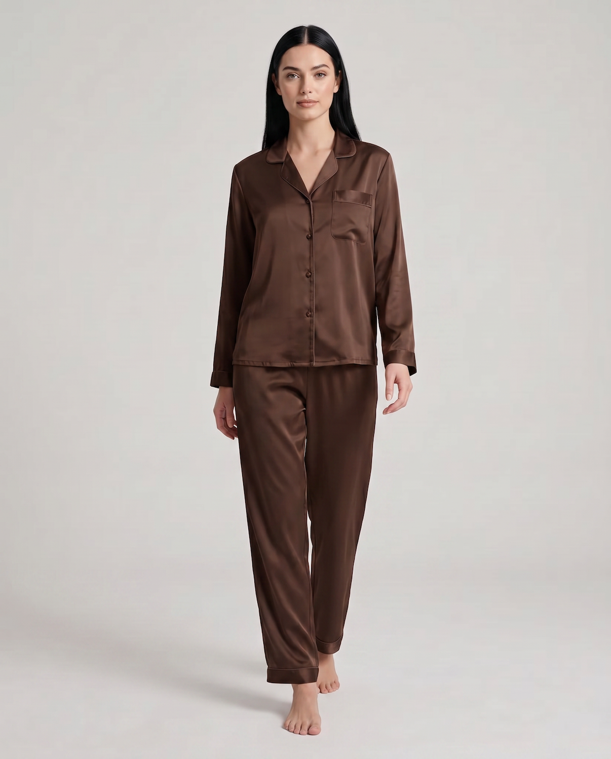 100% Mulberry Silk Long Sleeve Pajama Set for Women – Elegant Sleepwear - Silken &amp; Dreams