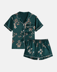 Elegant Butterfly Print Silk Pajama Set with Contrasting Trim – Luxury Women's Sleepwear